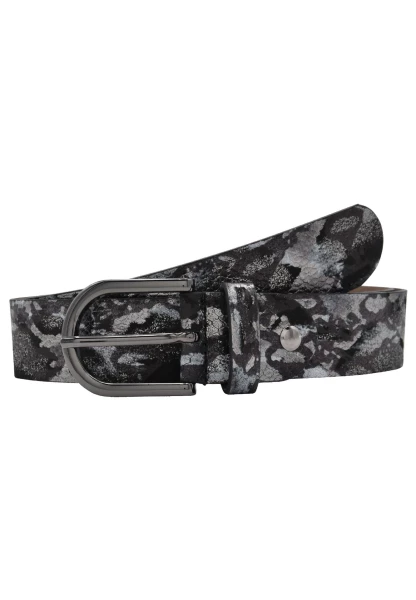 Leslii Premium Gürtel Leder-Gürtel Snake Animal-Print Metallic Breite 3,5cm Nappaleder Schwarz Gun JETZT KAUFEN