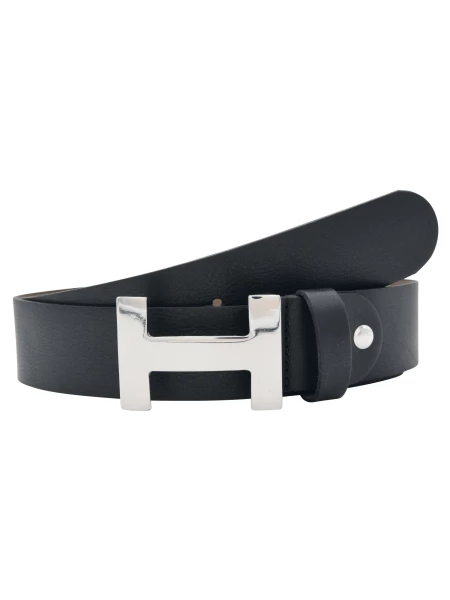 Leslii Premium Gürtel echter Leder-Gürtel Breite 4cm Kalbs-Nappaleder Narbung Schwarz Silber 50% Rabatt mit kostenlosem Versand