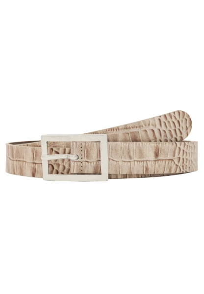 Leslii Premium Gürtel echter Leder-Gürtel 3cm Kroko Animal-Print beiger Gürtel Rinds-Nappaleder Beig Black Friday Preise