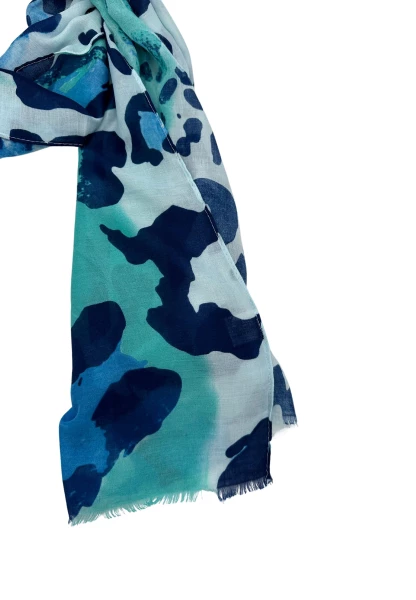 Leslii Schal Leo Look in Blau Türkis Fabrikverkauf
