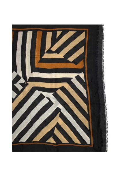 Leslii Schal Streifen-Muster Beige Schwarz Limitierter Zeitrabatt