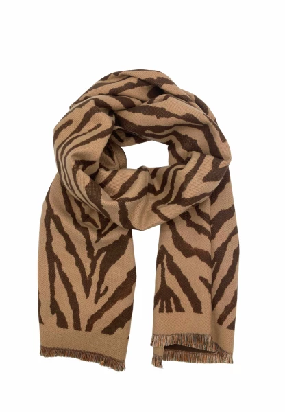 Leslii Schal mit Zebra-Muster Coffee Braun Sonderangebot