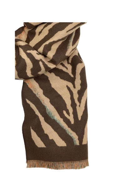 Leslii Schal mit Zebra-Muster Coffee Braun Sonderangebot