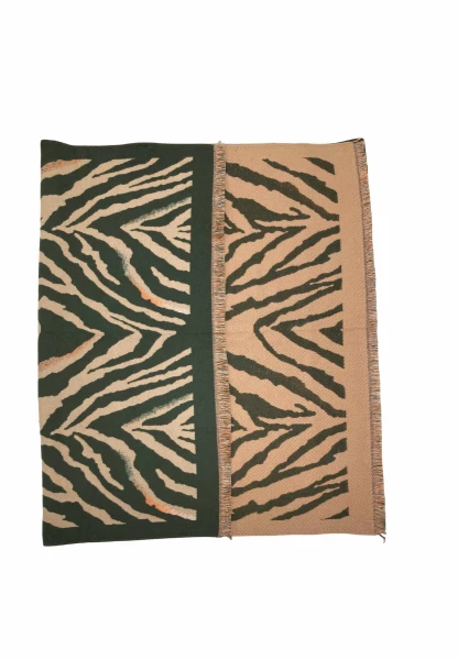 Leslii Schal mit Zebra-Muster Oliv Großer Ausverkauf