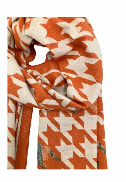 Leslii Schal mit Pepita-Muster Orange Begrenztes Angebot