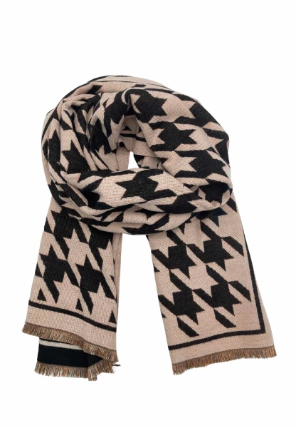 Leslii Schal mit Pepita-Muster Creme Schwarz Online Shopping