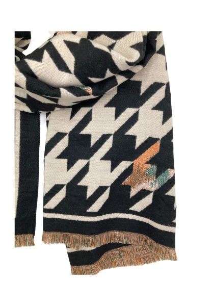Leslii Schal mit Pepita-Muster Creme Schwarz Online Shopping