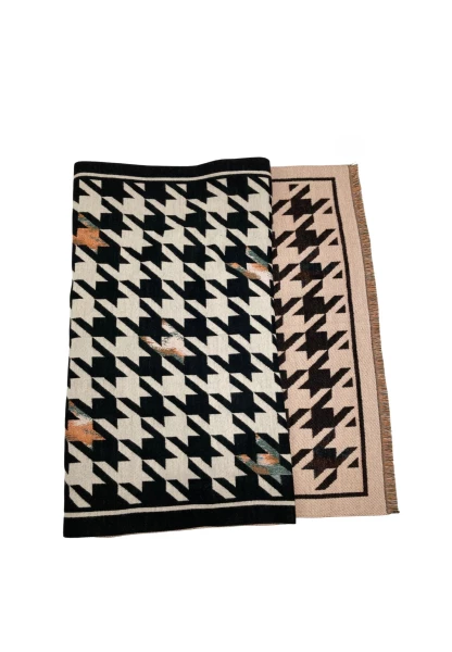 Leslii Schal mit Pepita-Muster Creme Schwarz Online Shopping