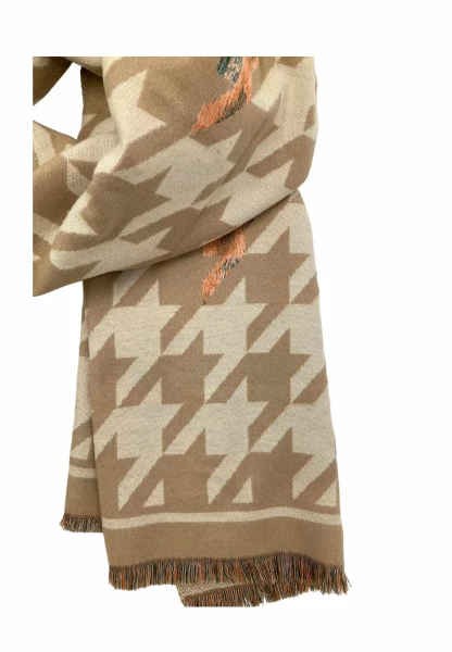 Leslii Schal mit Pepita-Muster Creme Beige Preisnachlass
