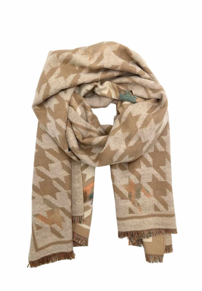 Leslii Schal mit Pepita-Muster Creme Beige Preisnachlass