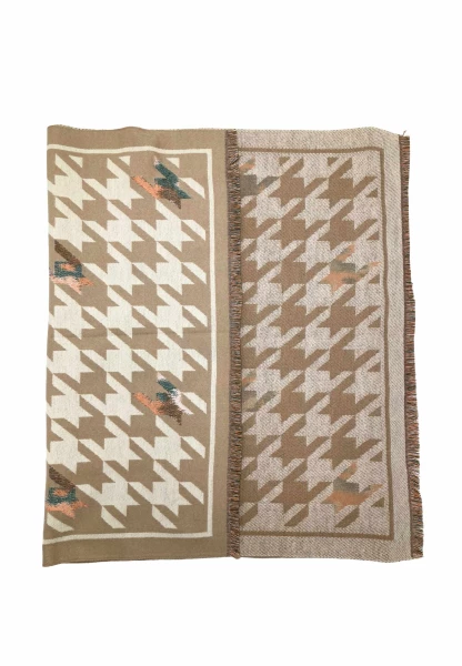 Leslii Schal mit Pepita-Muster Creme Beige Preisnachlass
