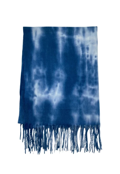 Leslii Schal Fransen Batik Blau Muttertagsangebot