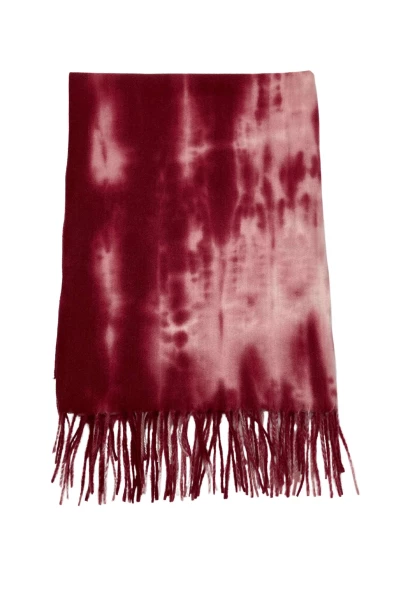 Leslii Schal Fransen Batik Dunkelrot Rosa Vatertagsangebot