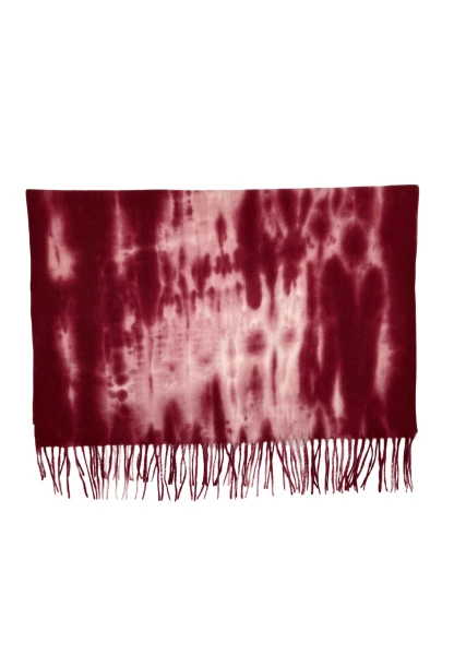 Leslii Schal Fransen Batik Dunkelrot Rosa Vatertagsangebot
