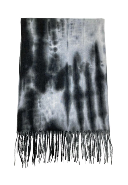 Leslii Schal Fransen Batik Schwarz Grau Valentinstagsangebot