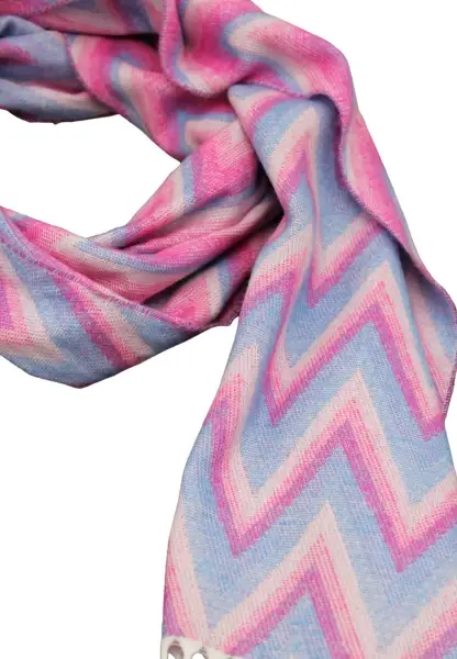 -50% SALE Leslii Schal Zickzack-Muster gemusterter Fransen-Schal Muster-Schal in Pink Blau Discount Store für neue Produkte