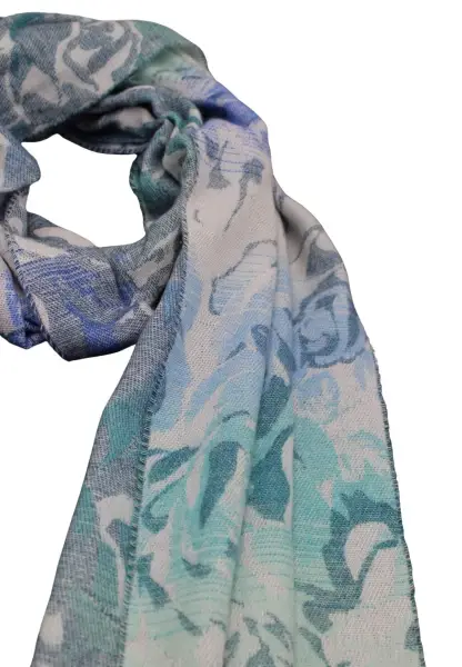 -50% SALE Leslii Schal Blumen-Muster Rosen gemusterter Fransen-Schal Muster-Schal in Blau Mint 50% Rabatt mit kostenlosem Versand
