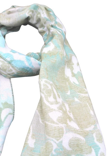 -50% SALE Leslii Schal Blumen-Muster Rosen gemusterter Fransen-Schal Muster-Schal in Grün Mint Clearance-Verkauf