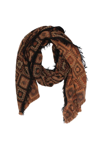 -50% SALE Leslii Schal Kachel-Muster oranger Muster-Schal Fransen-Schal Orange Braun Kostenloser Versand international
