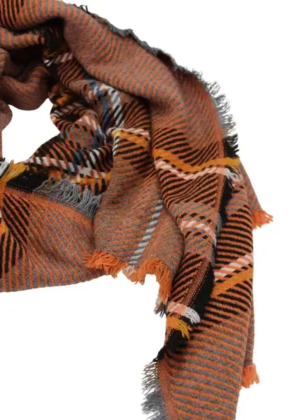 -50% SALE Leslii Schal Streifen-Muster oranger Schal Fransen-Schal gemustert in Orange Schwarz Begrenzt auf 3 Tage