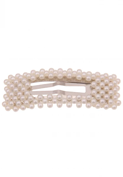 Leslii Haarspange Haar-Klammer Statement Perlen-Schmuck weißer Haar-Schmuck Weiß Silber Angebote