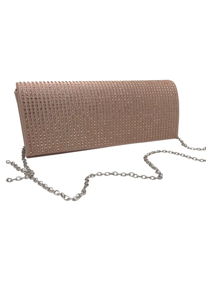 Leslii Clutch Handtasche Glitzer Steinchen in Nude Großer Ausverkauf