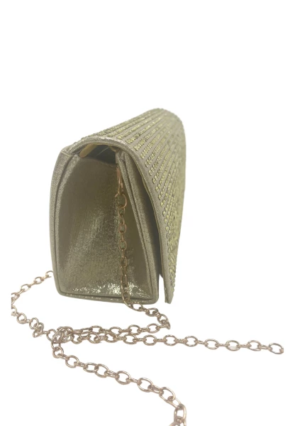 Leslii Clutch Handtasche Glitzer Steinchen in Gold Online Shopping