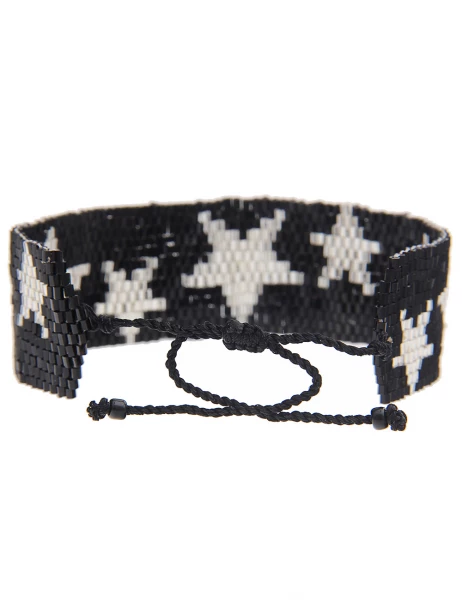 -70% SALE Leslii Armband Web-Muster Sterne in Schwarz Silber Letzte 3 Tage