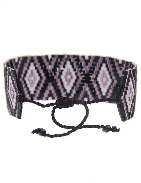 -70% SALE Leslii Armband Web-Muster Raute in Schwarz Lila JETZT KAUFEN