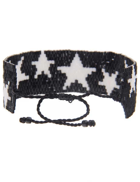 -70% SALELeslii Armband Web-Muster Sterne in Schwarz Weiß Neueste Stile