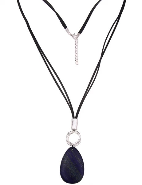 -50% SALE Leslii Lange Halskette Naturstein in Schwarz Blau Bis zu 60% Rabatt