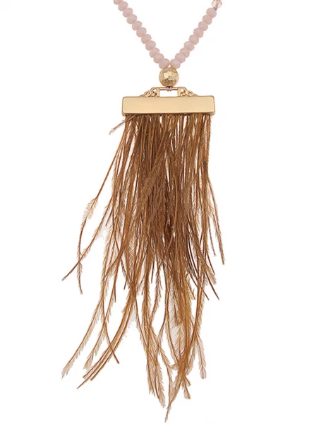 -50% SALE Leslii Lange Halskette Statement-Federn in Braun 50% Rabatt mit kostenlosem Versand