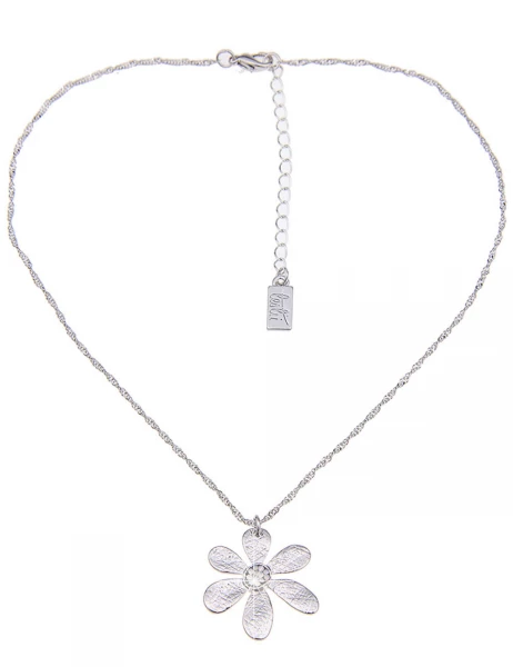 -50% SALE Leslii Kurze Halskette Glitzer-Blüte in Silber Kostenloser Versand international