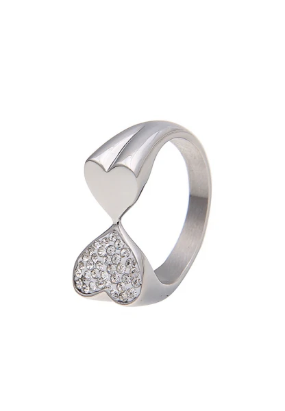 -50% SALE Leslii Damen-Ring Glitzer Herzstück Silber Metalllegierung Strass Größe 17mm, 18mm oder 19 Black Friday Preise