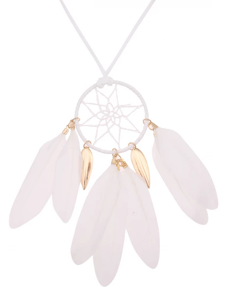 -50% SALE Leslii Lange Halskette Traumfänger in Weiß Gold Verkauf