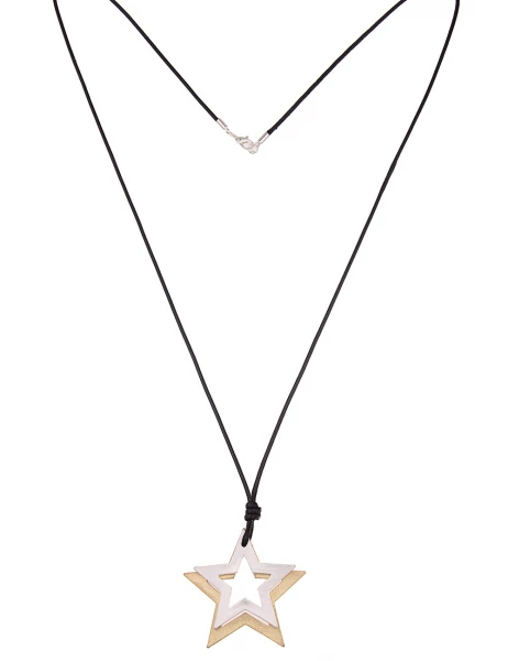 -50% SALE Leslii Lange Halskette Bicolor Sterne in Gold Silber Günstiger Verkauf