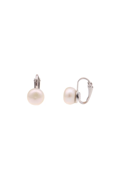-50% SALE Leslii Damen-Ohrringe Ohr-Clip weiße Perlen-Ohrringe Modeschmuck-Ohrringe Silber Weiß Meist gekauft