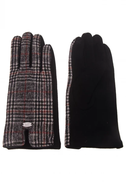-50% SALE Leslii Fashion Handschuhe Hahnentritt Muster in Schwarz Braun Versandkostenfrei