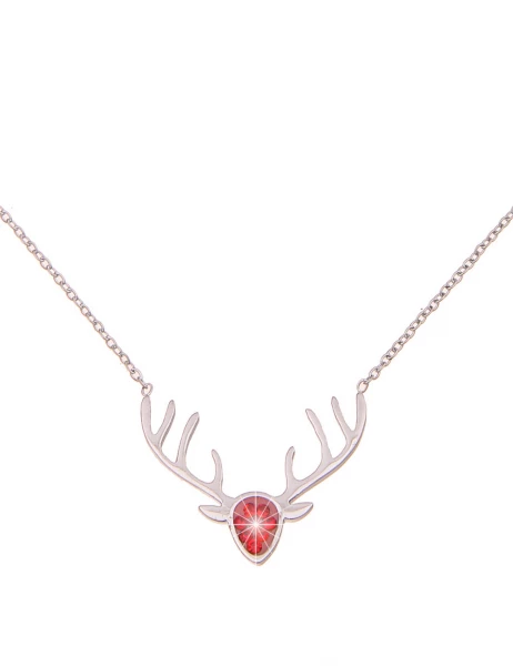 -50% SALE Leslii Damen-Kette Hirsch-Geweih Trachten-Collier Oktoberfest Dirndl-Kette Wiesn Silber Ro Begrenztes Angebot