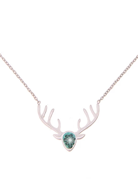 -50% SALE Leslii Damen-Kette Hirsch-Geweih Trachten-Collier Oktoberfest Dirndl-Kette Wiesn Silber Gr Online Shopping
