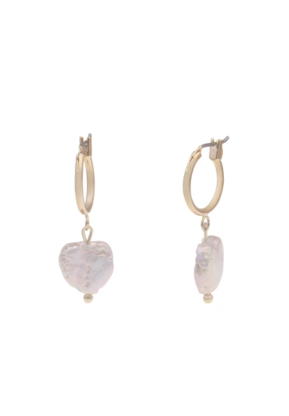 -50% SALE Leslii Ohrringe Creolen echte Natur-Perle in Weiß Gold Kauf eins, bekomm eins gratis