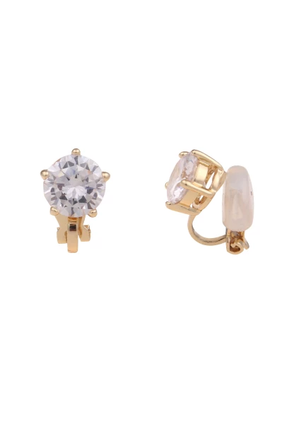 Leslii Damen-Ohrringe Ohr-Clip weiße Glas-Ohrringe Glitzer Modeschmuck-Ohrringe Gold Weiß Saisonale Angebote
