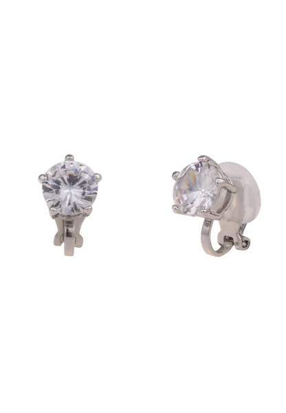 Leslii Damen-Ohrringe Ohr-Clip weiße Glas-Ohrringe Glitzer Modeschmuck-Ohrringe Silber Weiß Kostenlose Rückgabe