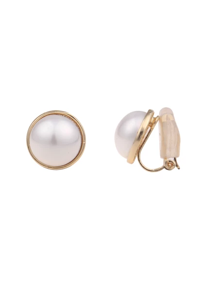 Leslii Damen-Ohrringe Ohr-Clip weiße Perlen-Ohrringe Classic Modeschmuck-Ohrringe Gold Weiß JETZT KAUFEN