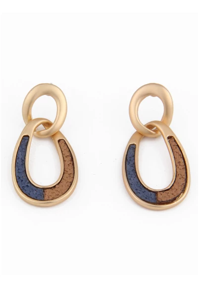 Leslii Damen-Ohrringe mit ovalem Anhänger und Steinchen Modeschmuck-Ohrringe Braun Blau Gold Bis zu 60% Rabatt