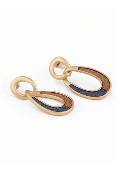 Leslii Damen-Ohrringe mit ovalem Anhänger und Steinchen Modeschmuck-Ohrringe Braun Blau Gold Bis zu 60% Rabatt
