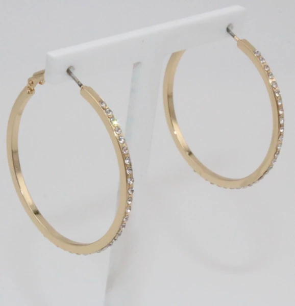 Leslii Damen-Ohrringe Glitzer Creolen Strass-Ohrringe Modeschmuck-Ohrringe Ohrschmuck Gold Sonderangebot der Fabrik