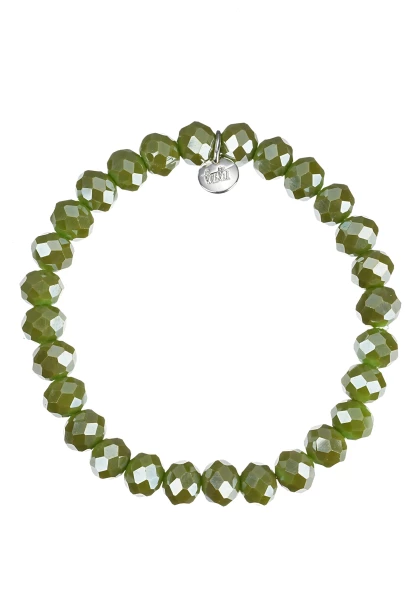 Leslii Damen-Armband Karin Kristall Glasperlen Khaki Grün Wochenangebot