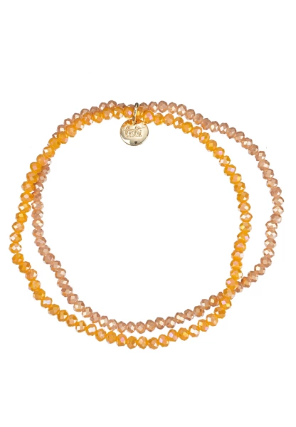 Leslii Damen-Armband Kelly Kristall Glasperlen dehnbar beige braun Kostenlose Rückgabe