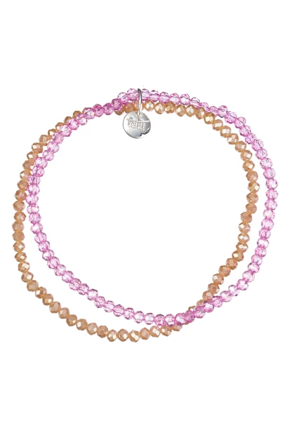 Leslii Damen-Armband Kelly Kristall Glasperlen dehnbar Pink Braun Letzte 2 Tage